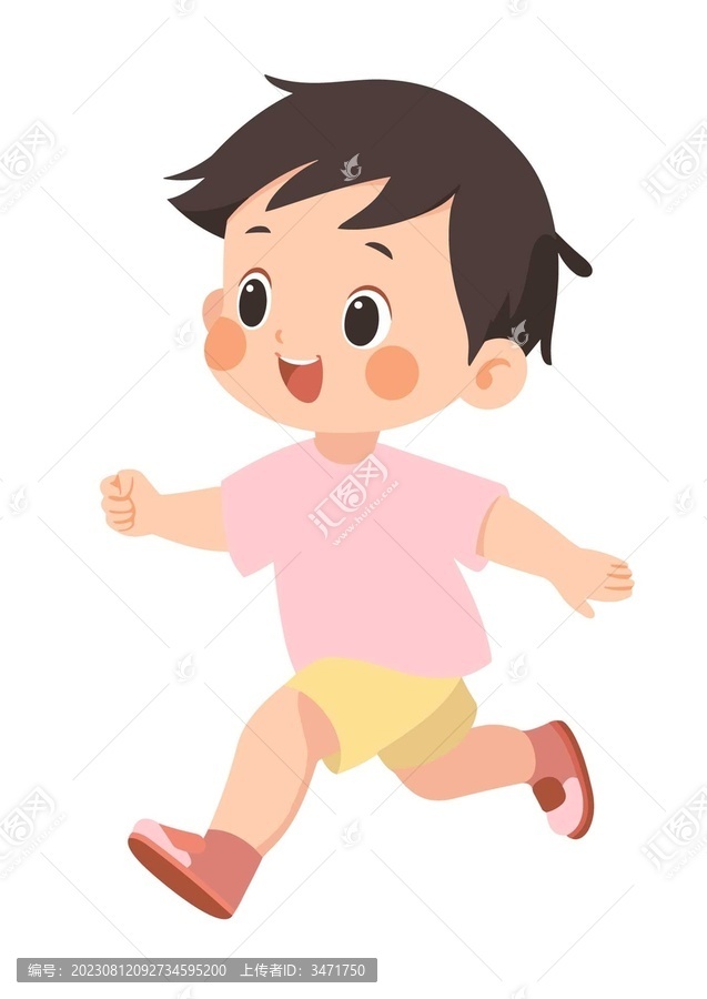 正在奔跑的小孩