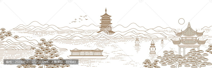 長幅西湖線描