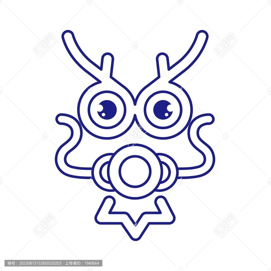 卡通龍線描圖案