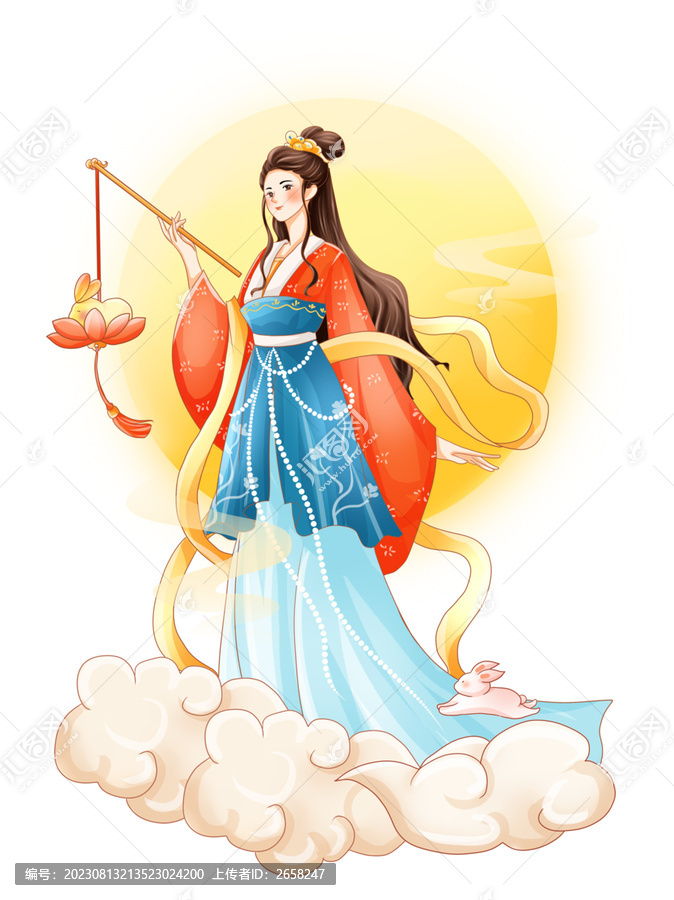 中秋節(jié)嫦娥奔月國潮嫦娥提燈籠