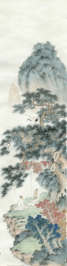 小山水條屏論道圖