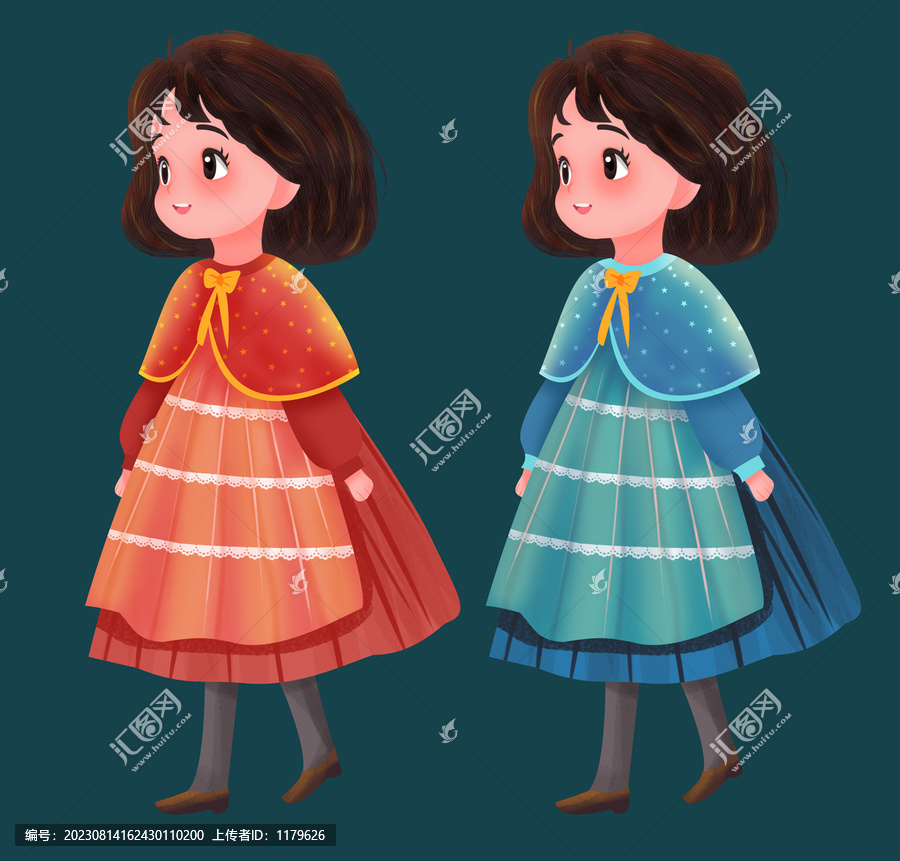 可愛小女孩插畫矢量