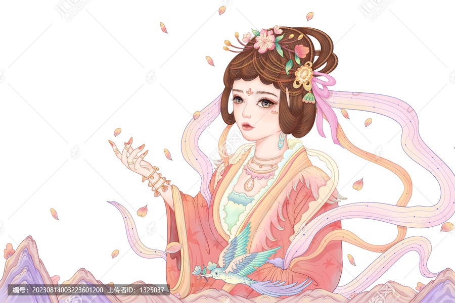 古風(fēng)仙子美女桃花花神插畫