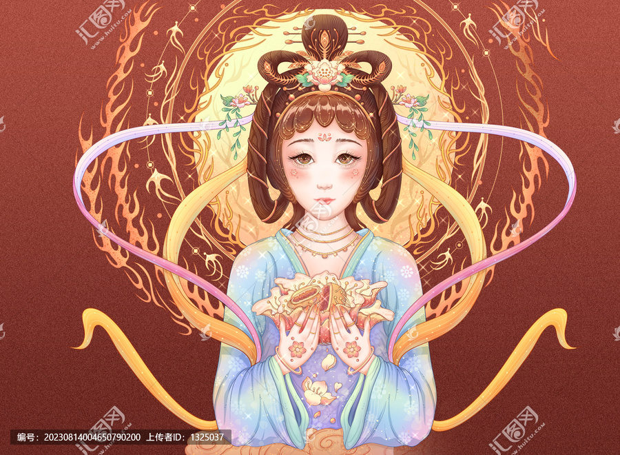 鮮花餅仙子花神古風(fēng)美人插畫