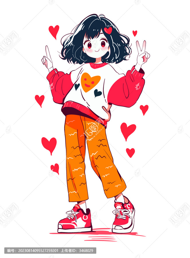 紅色愛心少女