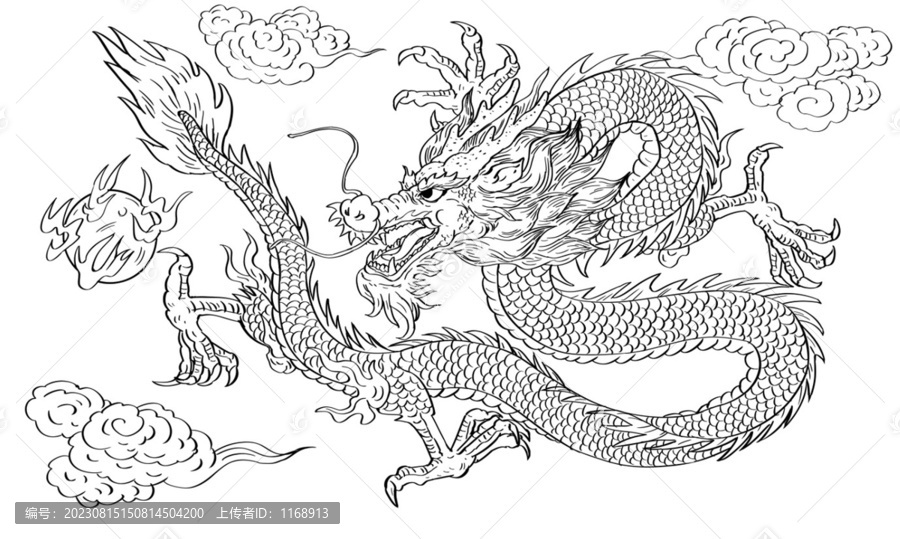 中國龍線稿