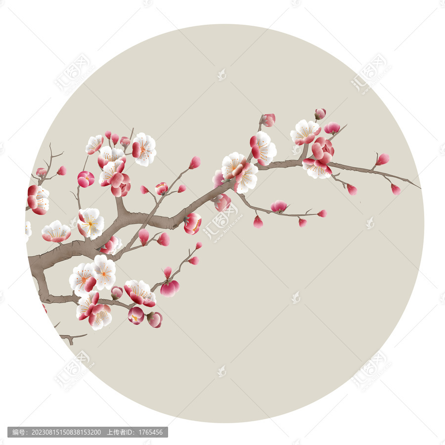 梅花開圓形小品