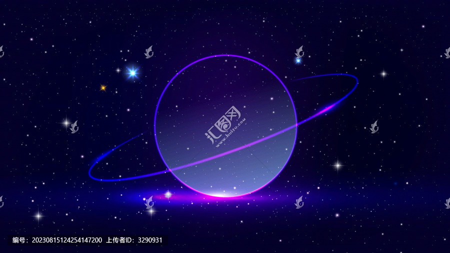 宇宙星空一顆星球插畫
