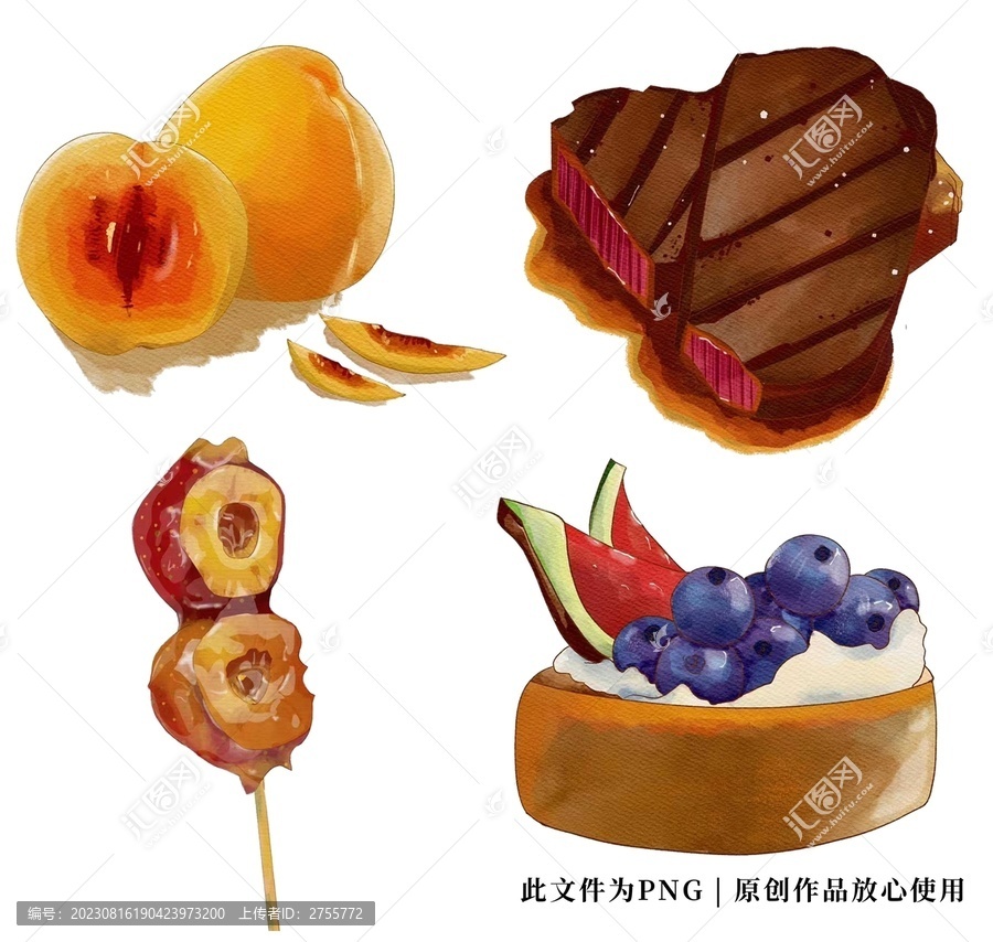 糖葫蘆黃桃牛排蛋糕