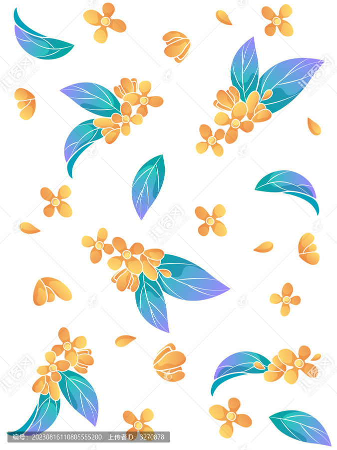 桂花圖案印花花紋背景素材