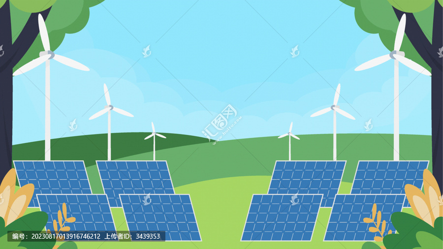 風力發(fā)電太陽能可再生能源插畫