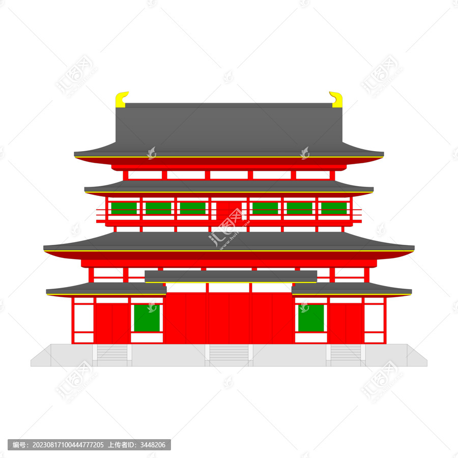 日式樓閣正立面效果圖