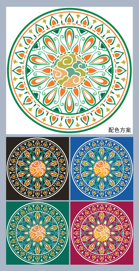 復(fù)古國風(fēng)花紋圖形設(shè)計(jì)