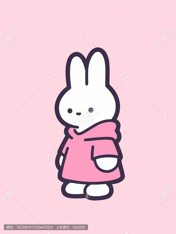 穿粉色卫衣的兔子极简可爱