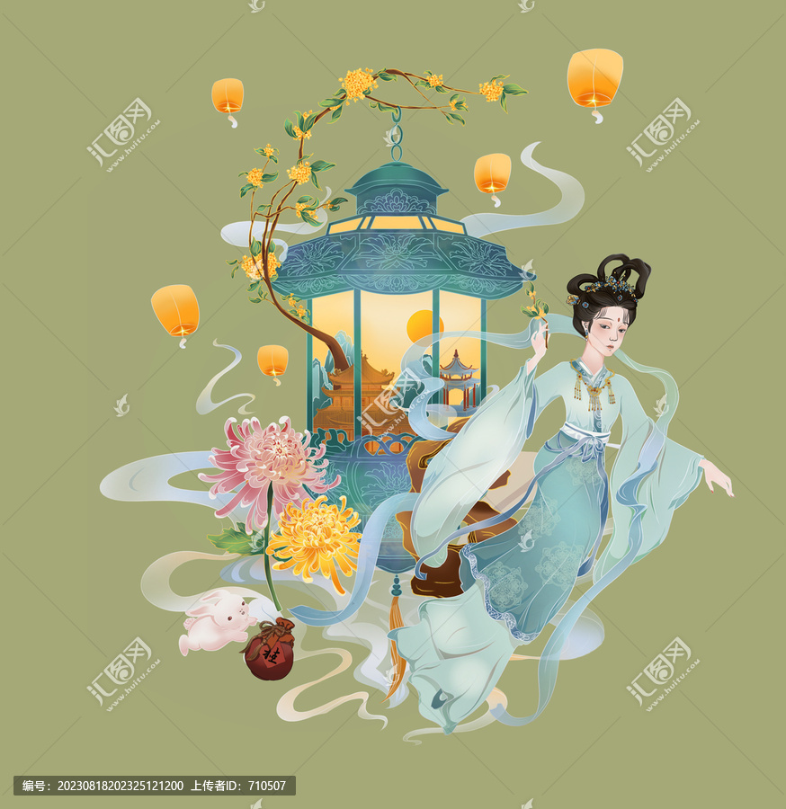 中秋節(jié)月餅包裝插畫