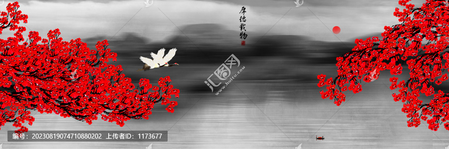 紅梅裝飾畫