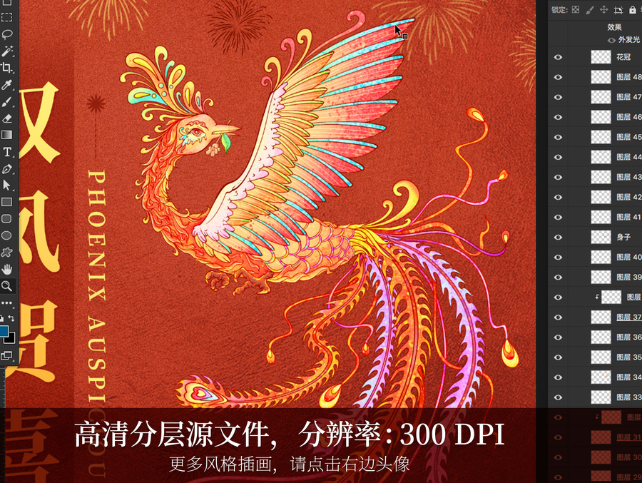 火鳳凰雙鳳賀喜插畫(huà)