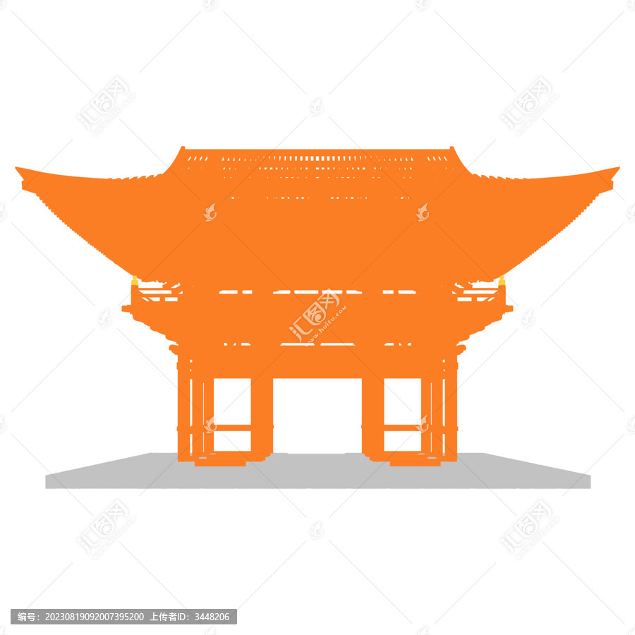 日式建筑木構架立面插畫圖