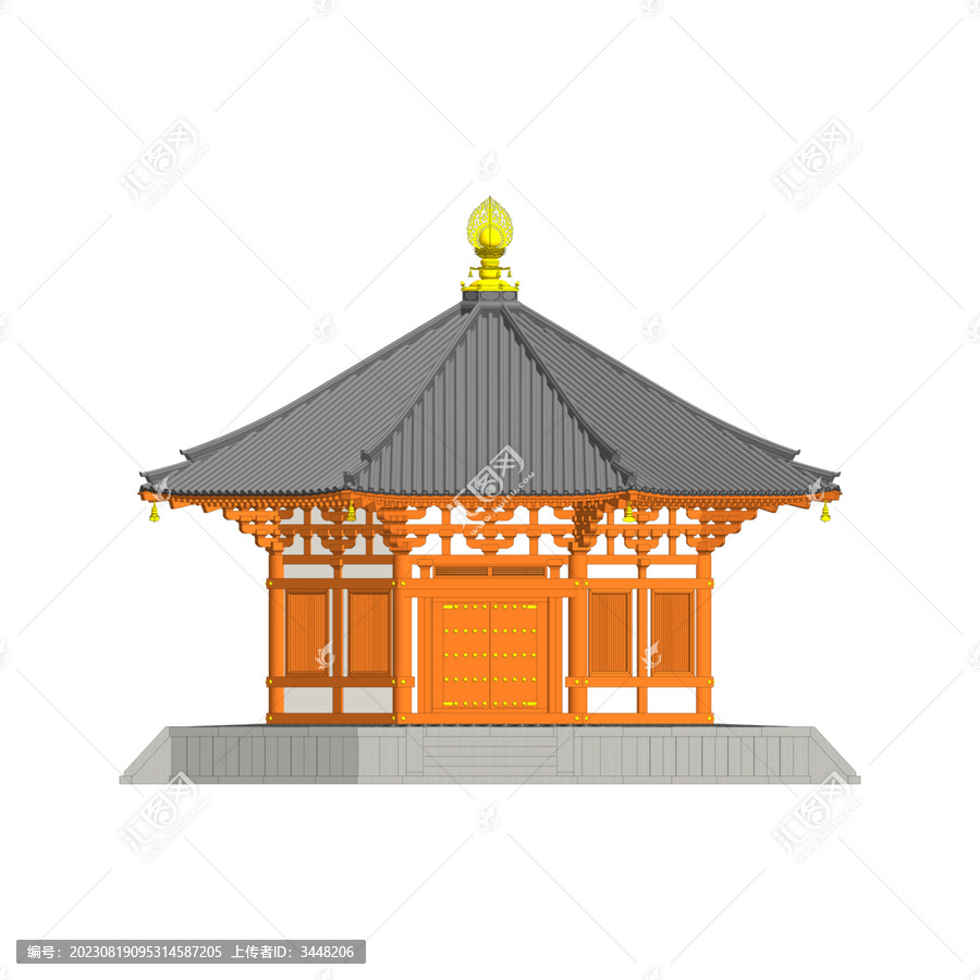 唐風(fēng)佛殿正立面效果圖
