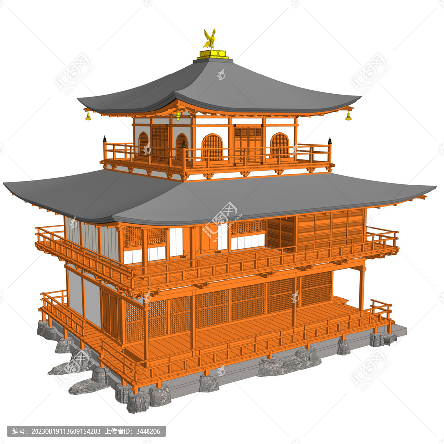 日式園林建筑鳥(niǎo)瞰效果圖