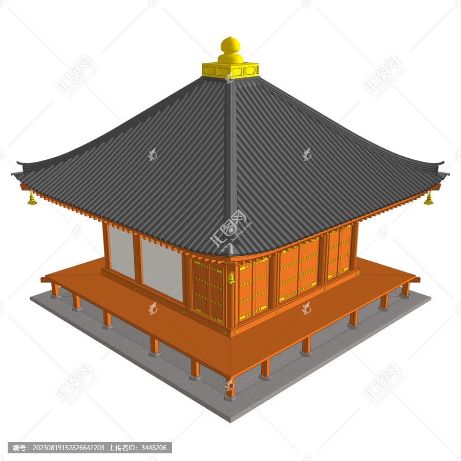 日式佛殿鳥瞰效果圖