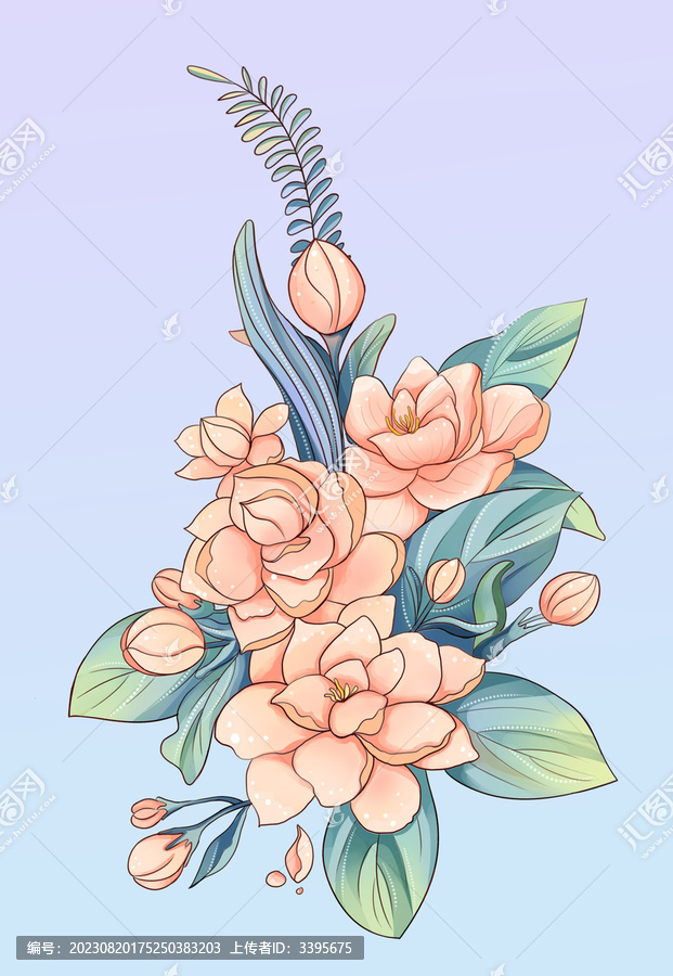 新中式國潮風(fēng)山茶花組合國風(fēng)