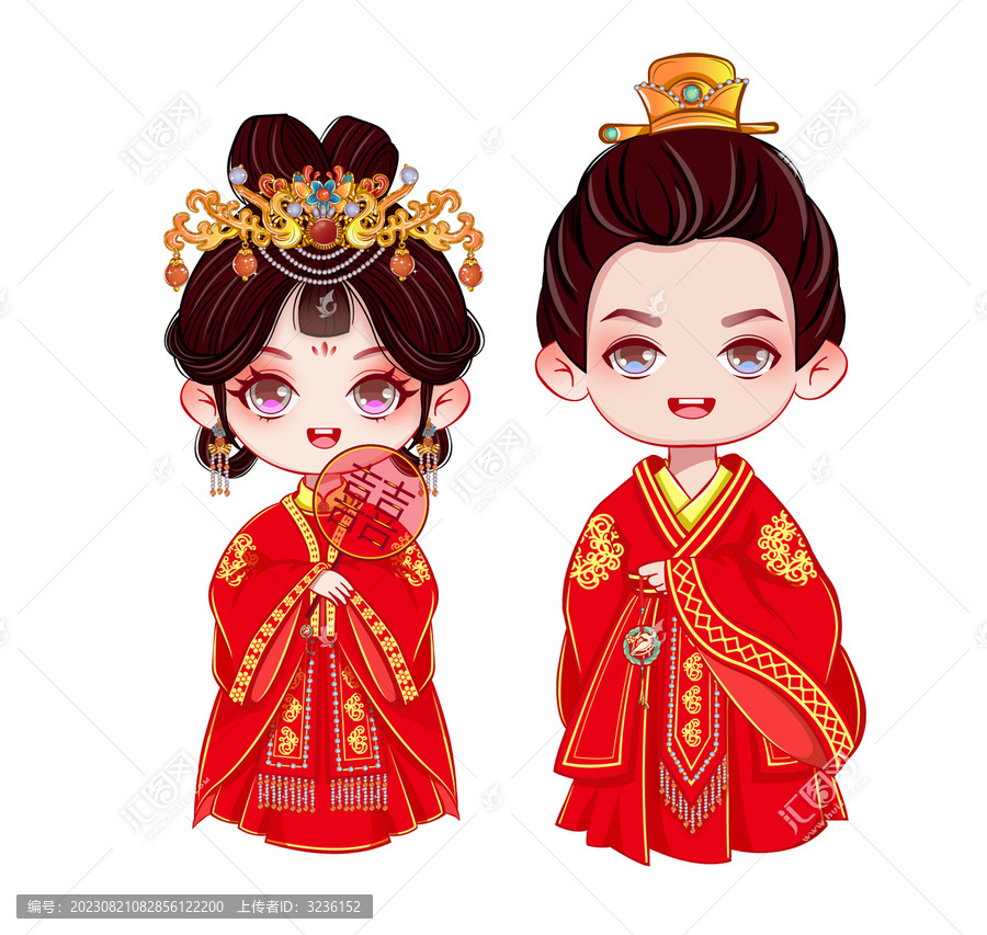 Q版古裝新郎新娘婚禮請(qǐng)柬素材