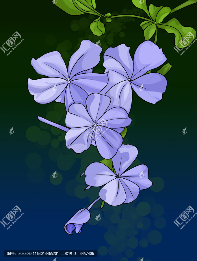蓝色花卉简笔画
