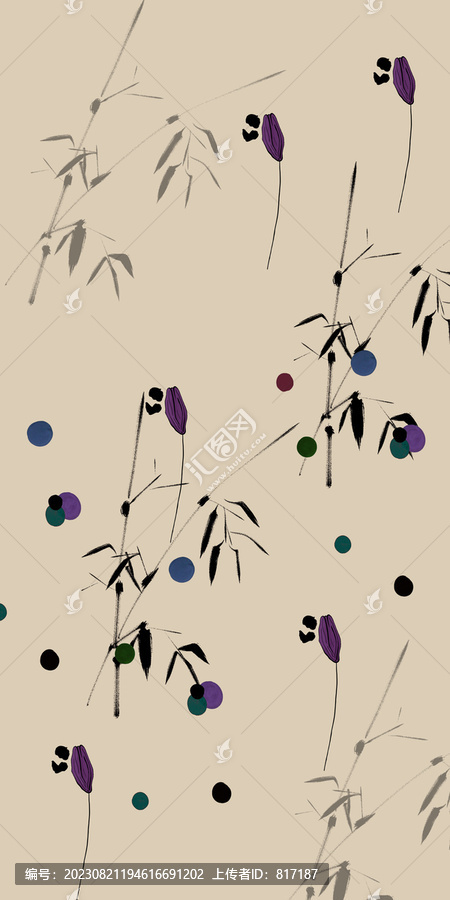 復(fù)古茶色波點(diǎn)定位花