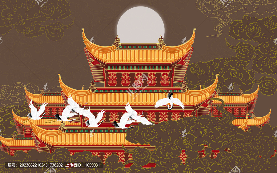 古建筑閣樓裝飾畫(huà)