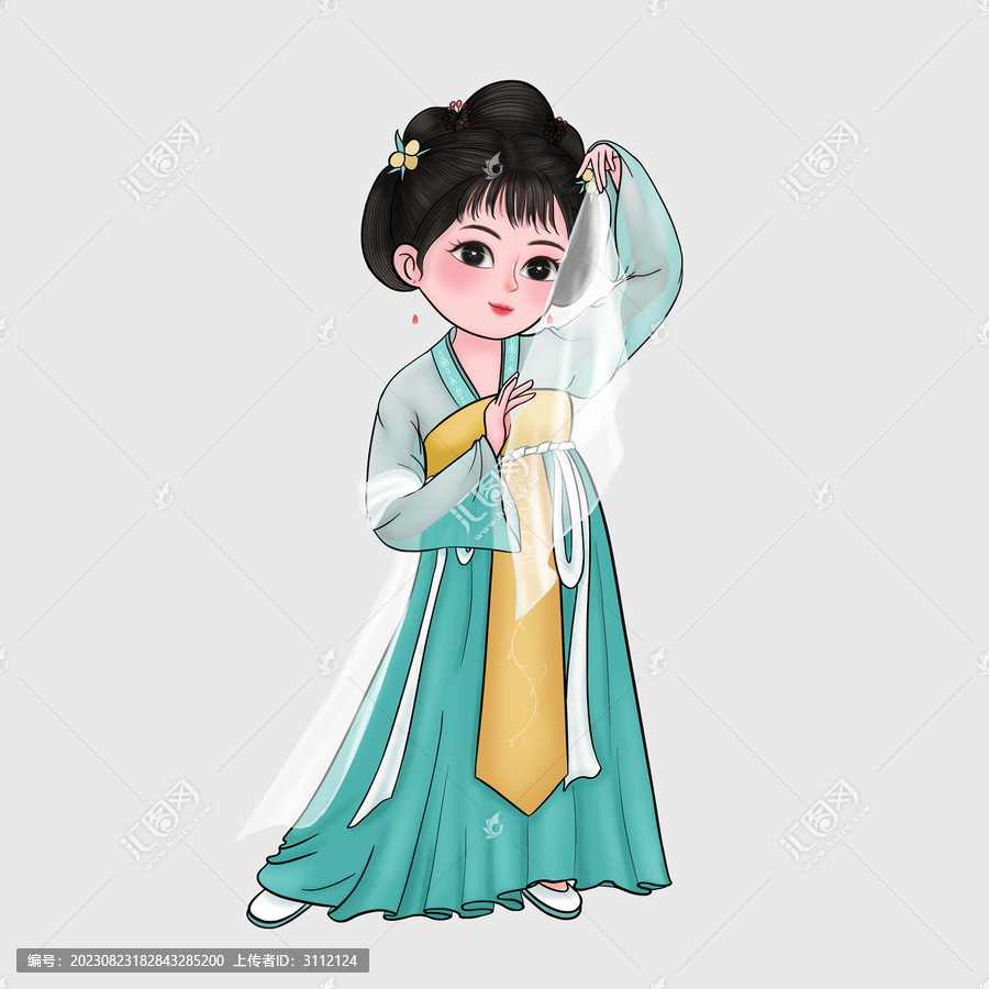 唐朝古風卡通人物跳舞