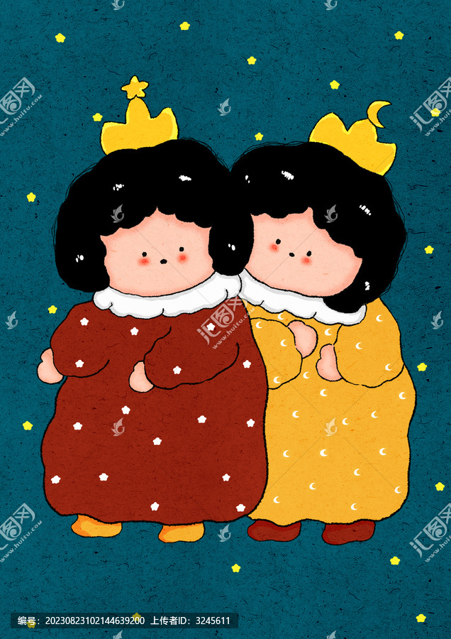雙子星座小天使插畫