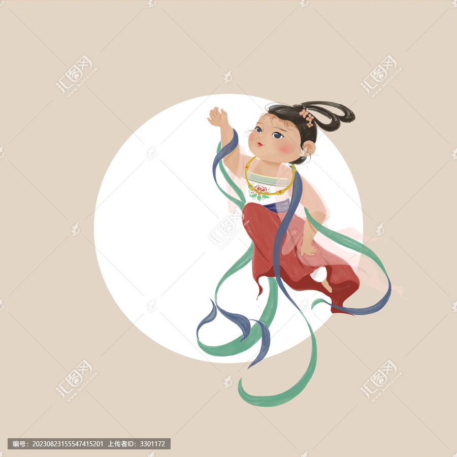 飛天胖女孩手繪