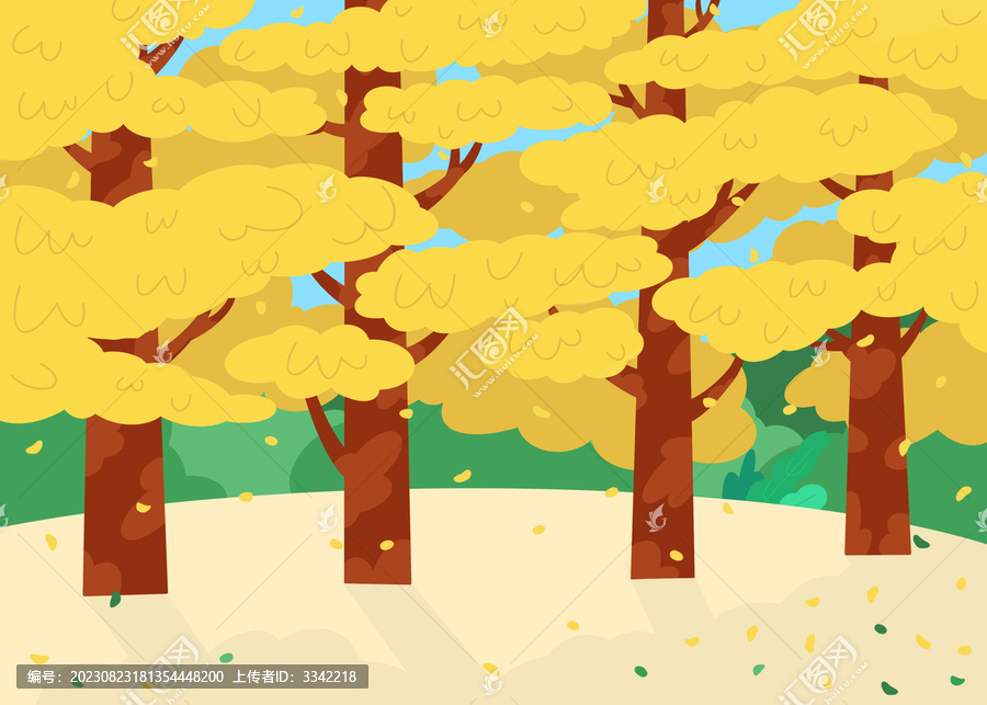 秋天秋游賞落葉風(fēng)景背景插畫