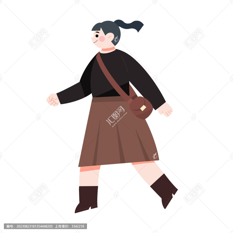 時尚年輕背包女孩人物元素