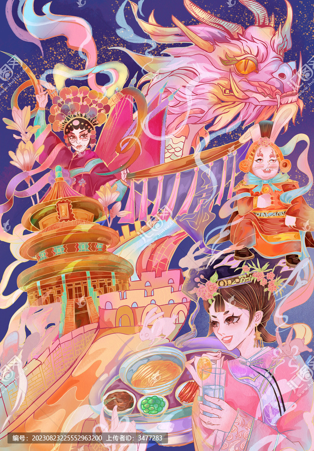 北京印象主題插畫