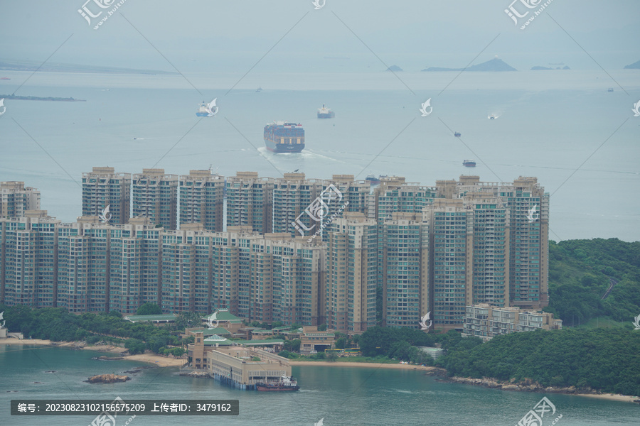 香港岛屿上的高密度小区