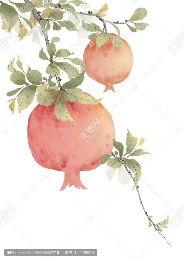 古風(fēng)秋天石榴插畫意境場景