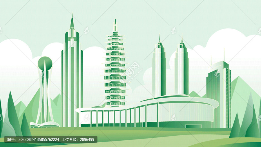 常州綠色旅游城市插畫