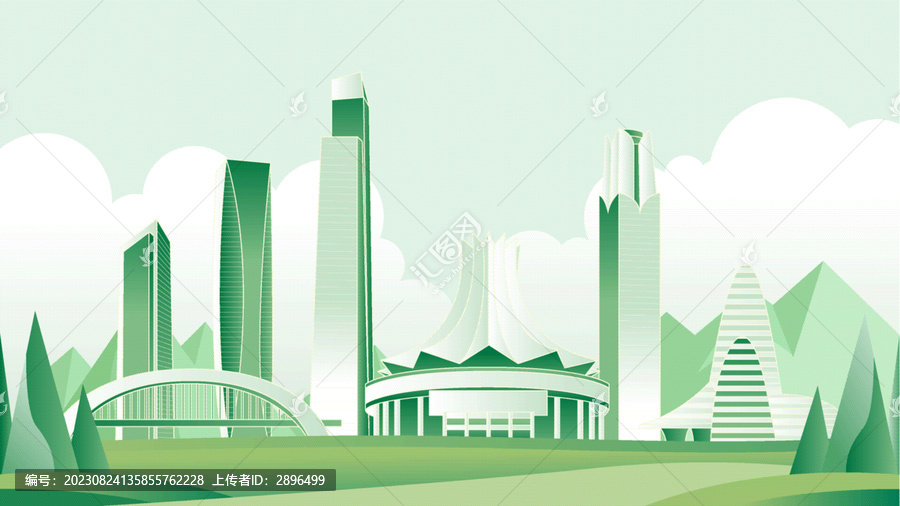 南寧綠色旅游城市插畫