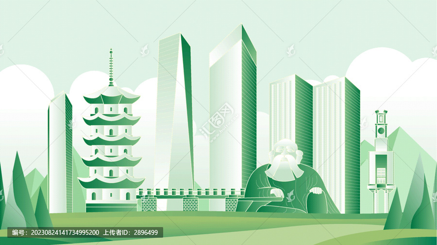 泉州綠色旅游城市插畫