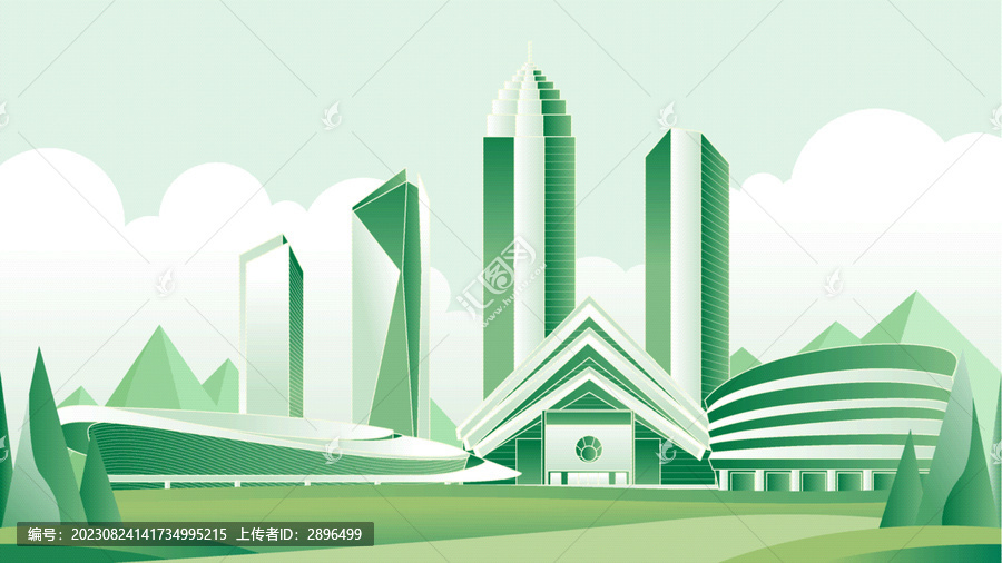 绍兴绿色旅游城市插画
