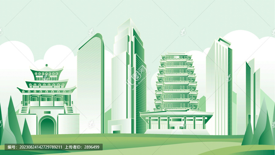淄博綠色旅游城市插畫(huà)