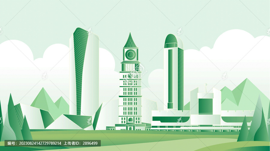 赣州绿色旅游城市插画