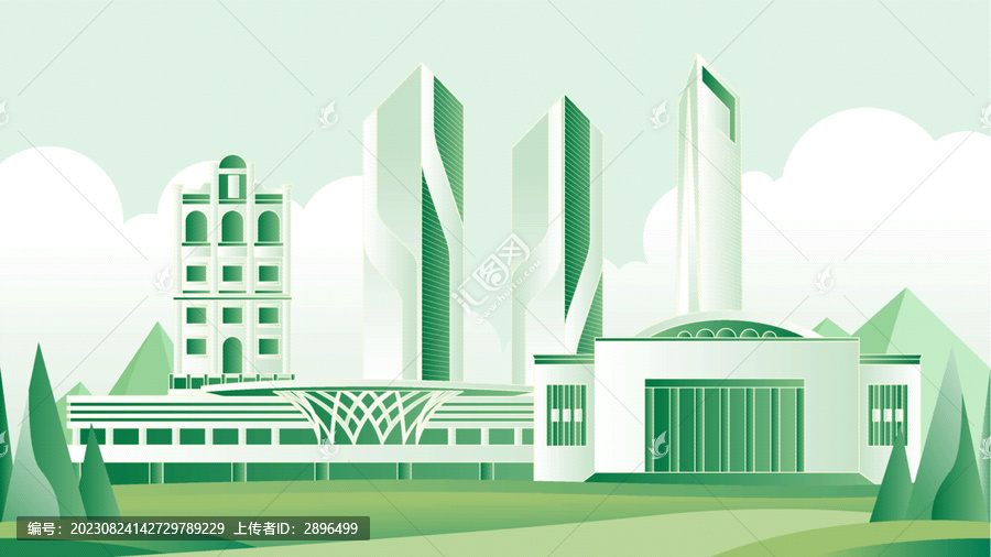 江門綠色旅游城市插畫