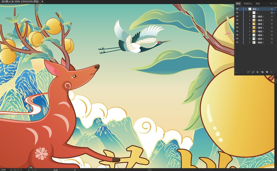黃桃國潮插畫