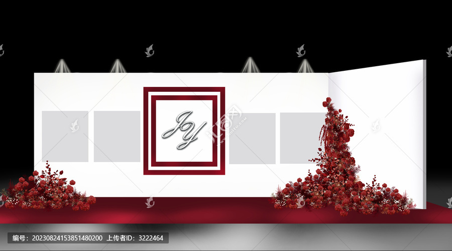 紅白撞色婚禮迎賓區(qū)