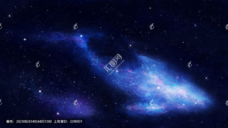 鯨魚宇宙漫游星空插畫