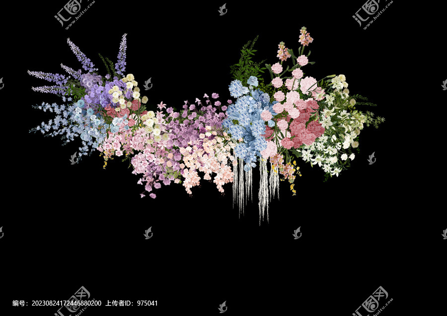 藍粉色花藝造型