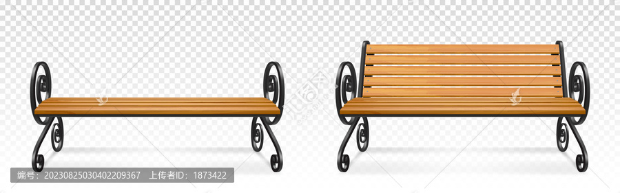 渲染华丽扶手设计,木板长椅素材